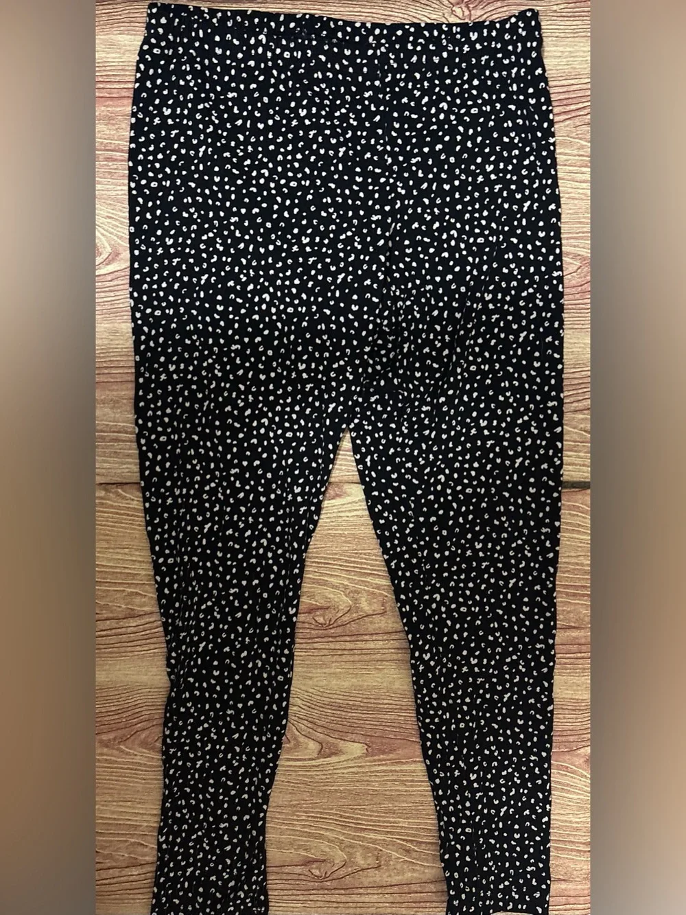 Old Navy Black Leggings with White Spot Print